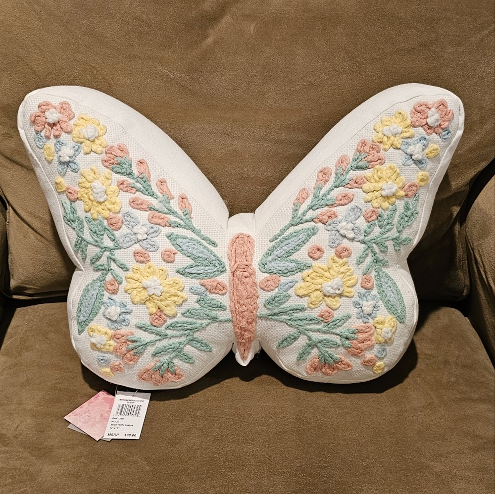 Butterfly pillow- embroidered